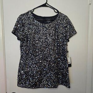 Adrianna Papell Midnight Sequin Top